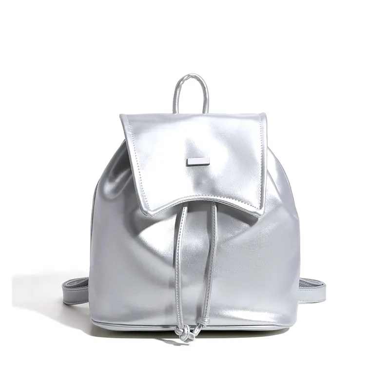 Dámsky batoh z kórejskej striebornej mäkkej kože