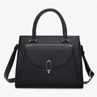 Kožená kabelka Big Square Branded Cross Body Structured Leather Tote