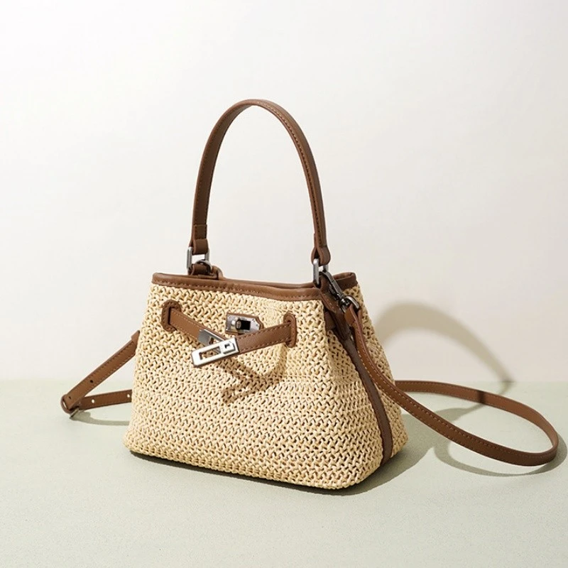 Bucket Straw Bag With Handle factory