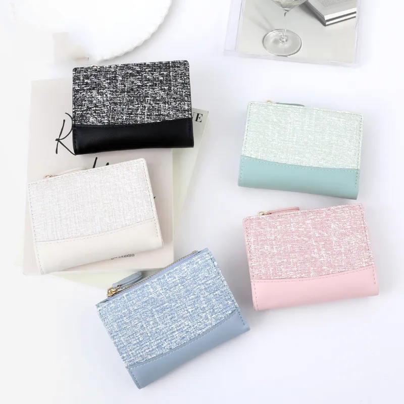 Mini kompaktná malá peňaženka na kreditnú kartu s dvojitým zložením s identifikačným okienkom